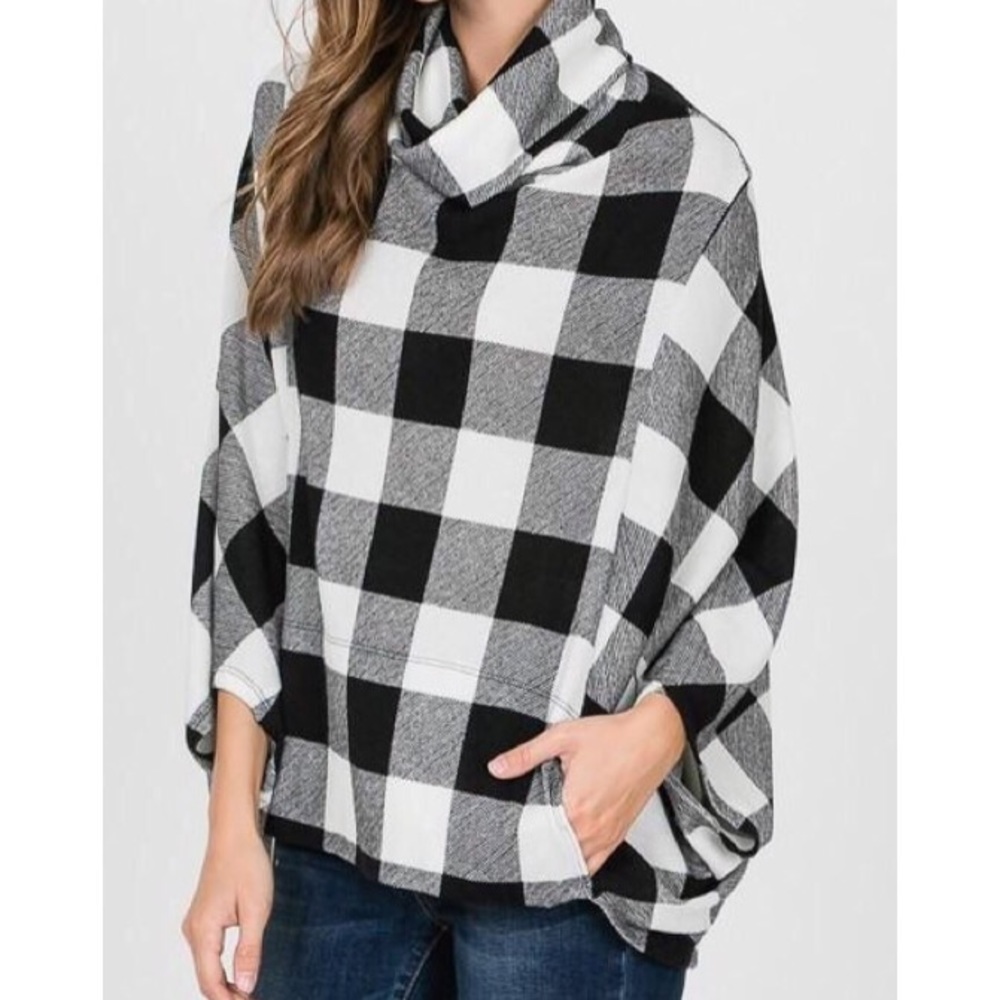 Buffalo Plaid Poncho - Picture 2 of 4